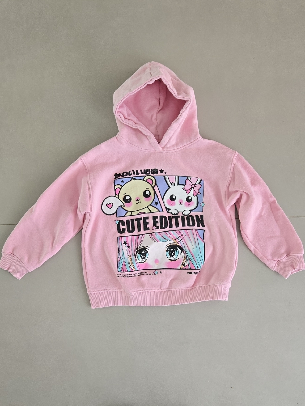Zara Pink 'Cute Edition' Kawaii Graphic Hoodie for Kids Size 8-9Y